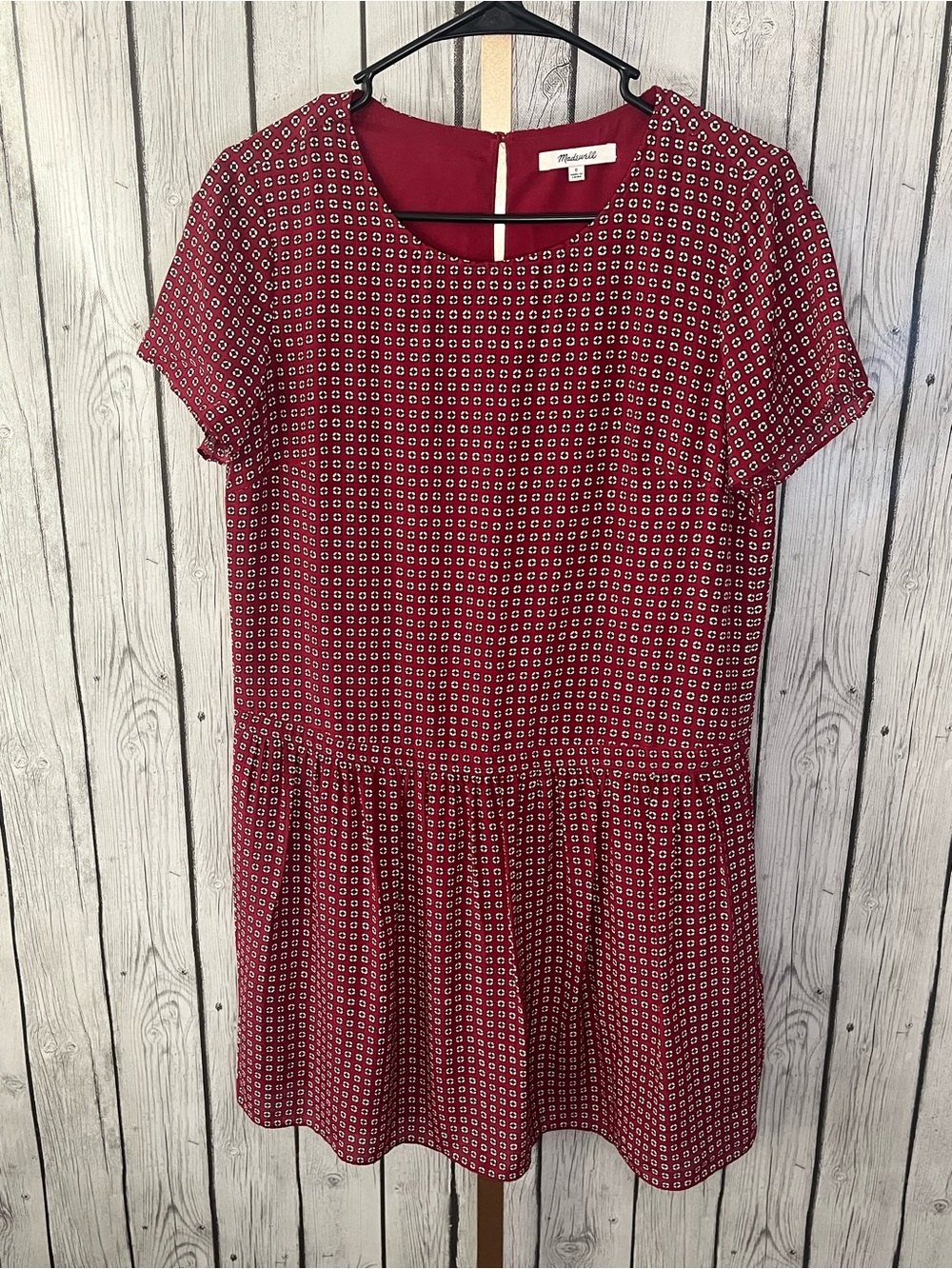 Madewell 100% Silk Drop-Waist Mini Dress Ascot Tile Red size 0